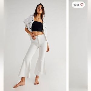 Free People White Cropped Flare Jean